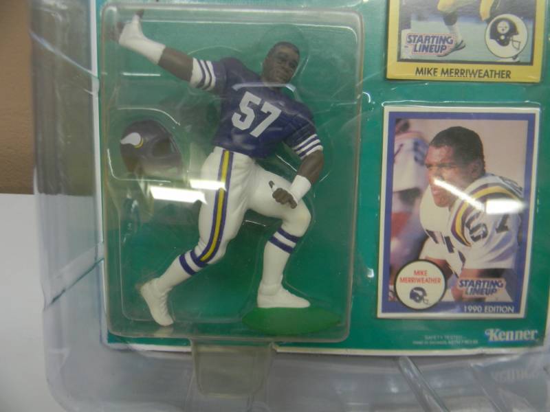 RARE! - 1990 Kenner Starting Lineup ** MIKE MERRIWEATHER ** Minnesota  Vikings - 1 OF 5 IN COLLECTION! - GOES WITH 23,25,26 - STILL IN PLASTIC  CASE! - SEE PICTURES!