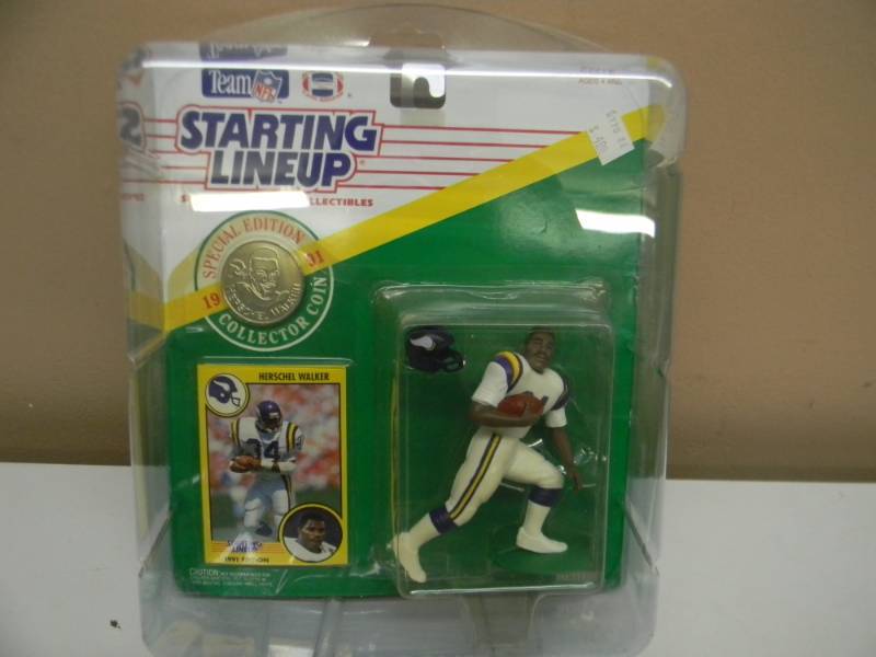 RARE - 1991 Kenner Starting Lineup (SPECIAL EDITION COLLECTOR COIN)   HERSCHEL WALKER  Minnesota Vikings - 1 OF 1 IN COLLECTION - STILL IN PLASTIC CASE - SEE PICTURES