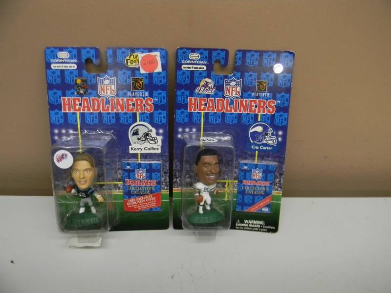 2 NFL HEADLINERS CHRIS CARTER MINNESOTA VIKINGS HOFer - KERRY COLLINS CAROLINA PANTHERS - NEW IN BOX - SEE PICTURES