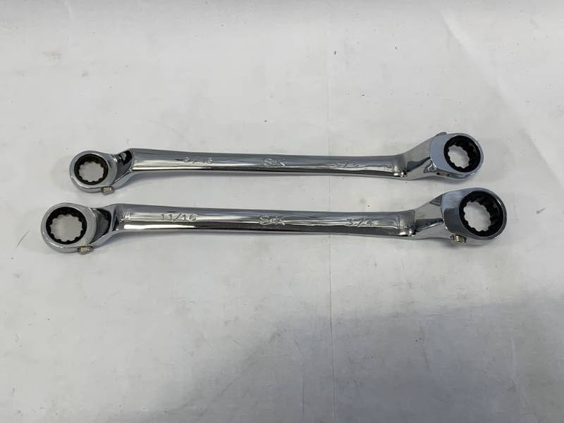 lot 11 image: SK Tools 2pc Offset SAE Spline Reversible Wrench Set New