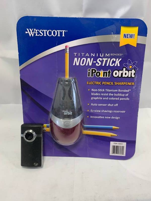 lot 72 image: Electric Pencil Sharpner & Flip HD Video Camera