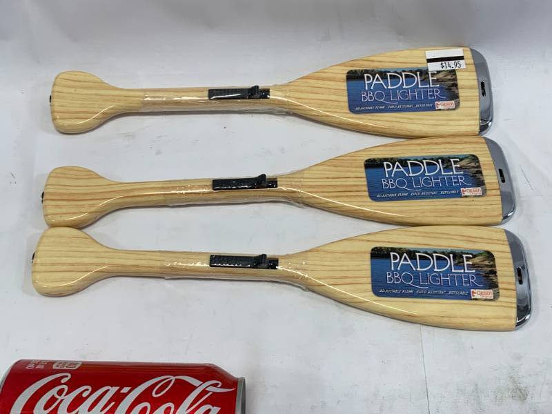 lot 49 image: Lot of 3 Barbeque Fireplace Paddle Lighters