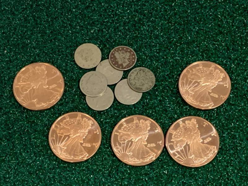 lot 120 image: Lot of 5 Investment Grade Copper Liberty Rounds & 6 Liberty V Nickles from early 1900s