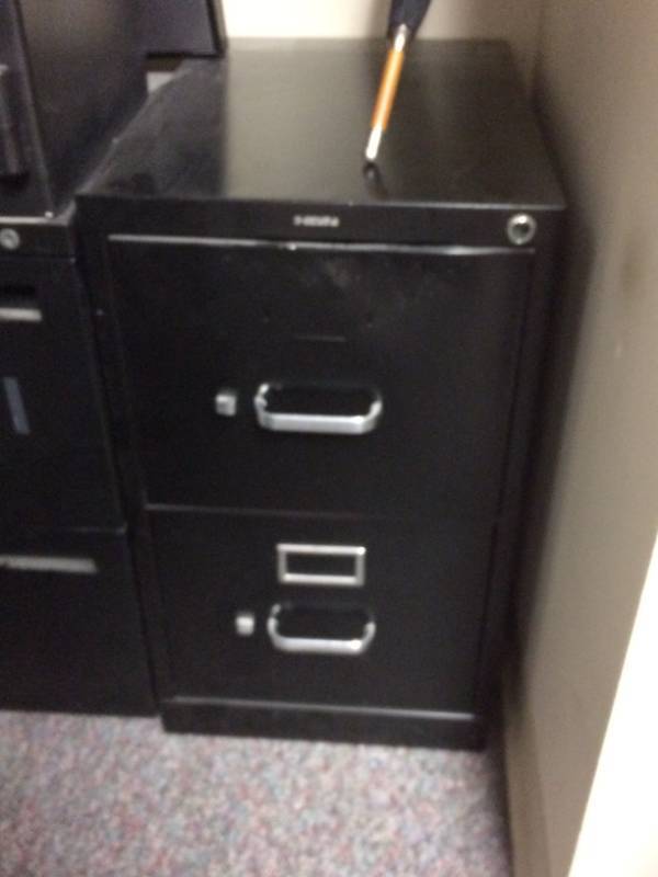 lot 33 image: 2 - 2 Door Metal Filing Cabinets One Is HON