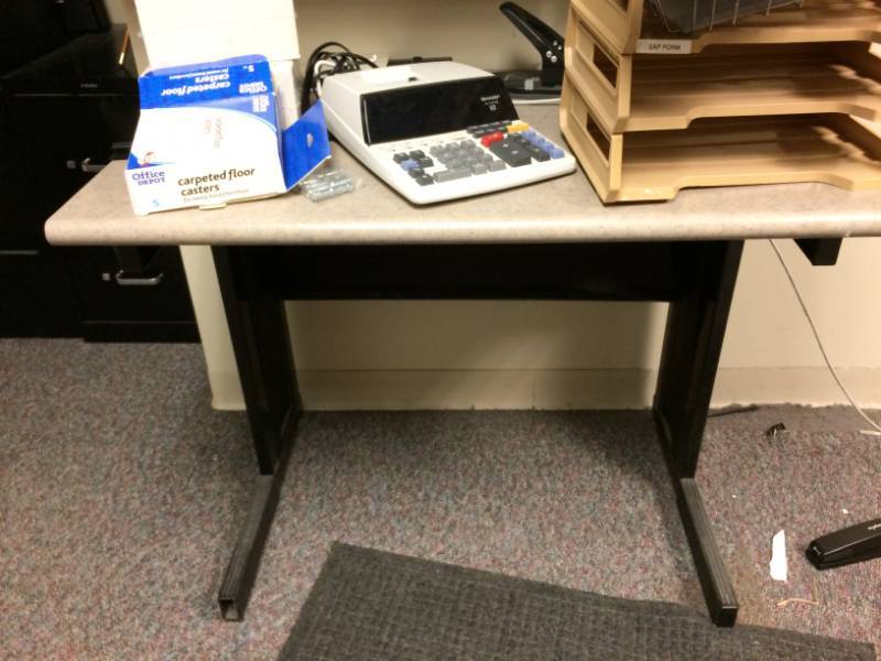lot 32 image: Wood Mail Filing sorter With STEELCASE&nbspWorkTraining Station DeskTable - Includes Items on Top Of Table