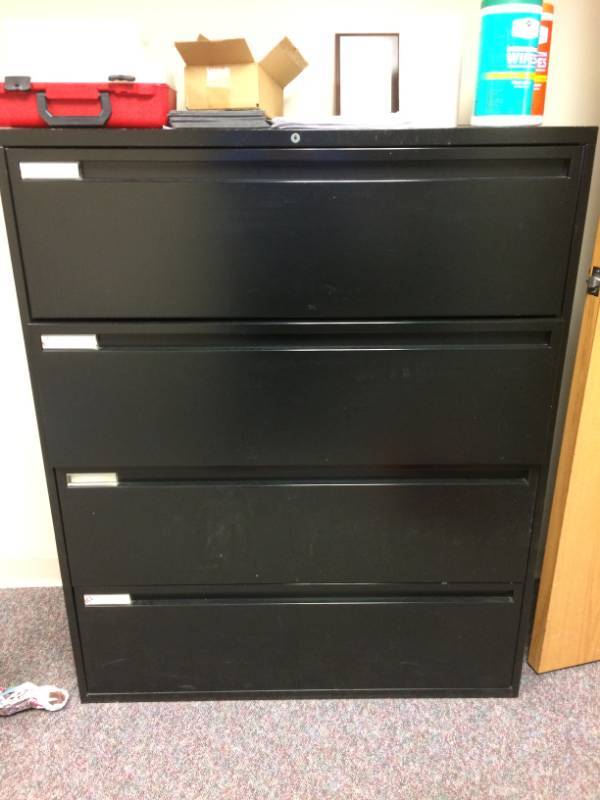 4 Drawer Metal Lateral Filing Cabinet Black Great Condition