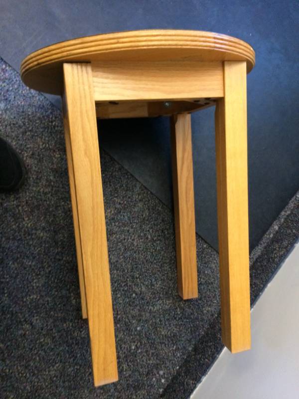 lot 105 image: Wood & Laminate Round Corner Side Table - Excellent Condition Contents Not Included
