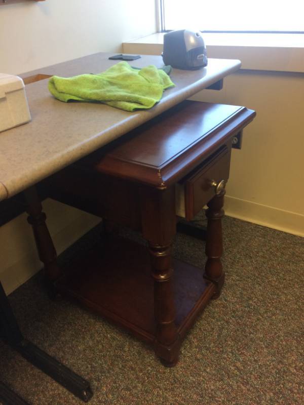 lot 190 image: Heavy Mahogany Side End Table Nightstand Distressed With Drawer - Great Condition