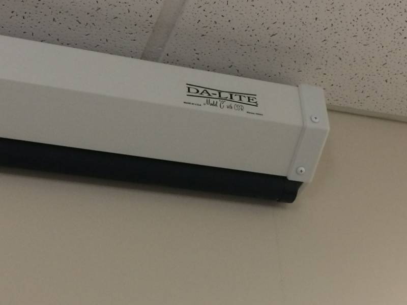lot 213 image: MSRP $600 Da-Lite Model C 84 With CSR Wall Mount Projection Screen for Large Conference & Training Rooms - Excellent