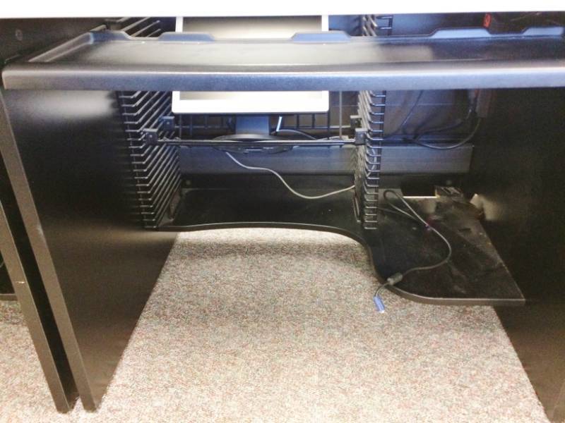 lot 236 image: WOW MSRP $1200 Nova Solutions Student Computer Desk with Downview Monitor Display - Monitor Included - Excellent Condition Just Needs A Little Clean Up