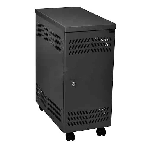 lot 141 image: MSRP $$450 Datum Large Mobile CPU Storage Metal Locker Black - Excellent Condition - A Little Dusty