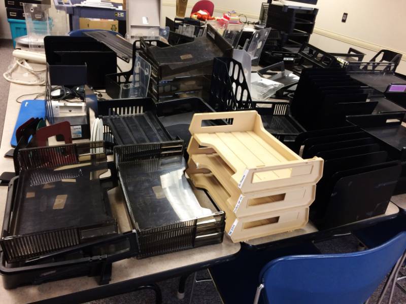 lot 302 image: Massive Lot Of Office Desktop Shelving Etc