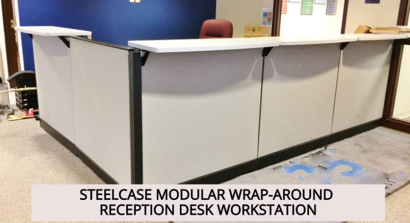 Steelcase Large Modular Grey Self Supporting Reception Desk Area