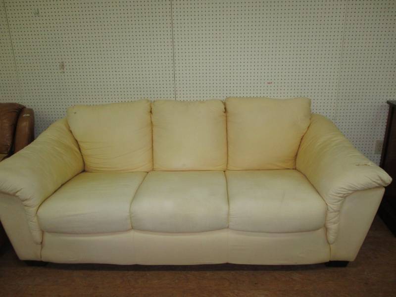 Yellow Couch, Very Comfortable a little faded but would be easy to put a cover on and make it the color you want