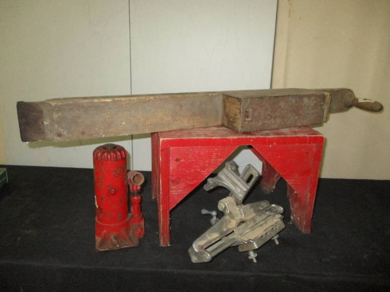 Stool, craftman vise, Antique Planter and Jack no handle