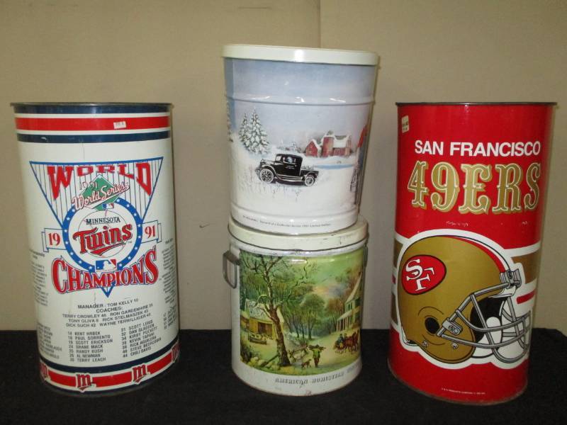 49ers and Twins Garbage Cans and other collectible cans