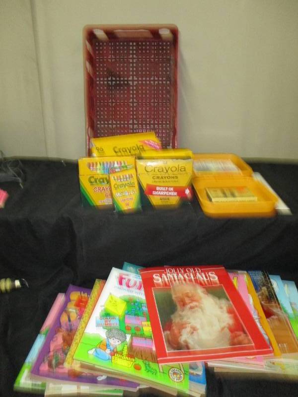 Packs and packs of crayons and coloring books