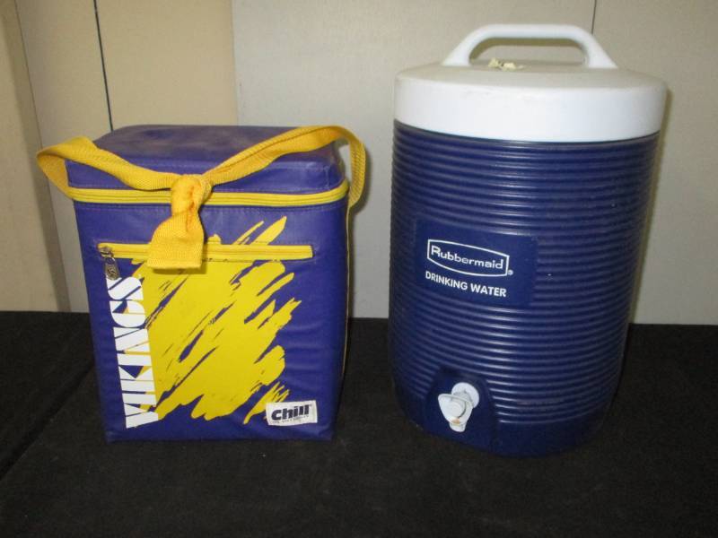 Vikings Cooler and Rubbermaid Cooler
