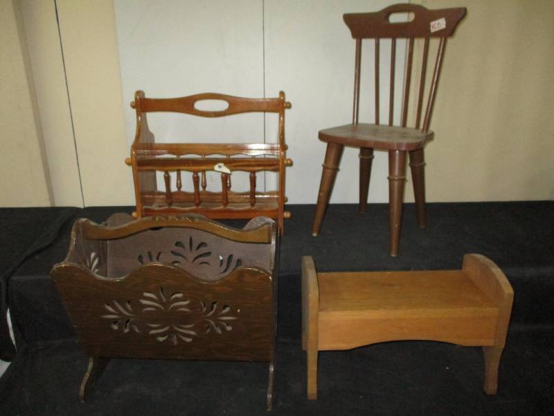 Magazine Holders and Childrens wooden chair and step stool