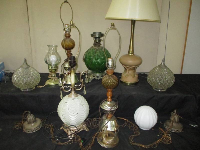 Old Glass Table Lamps, Globes, and fixtures