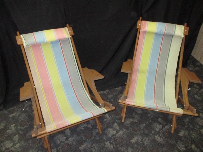 Two foldable beach chairs