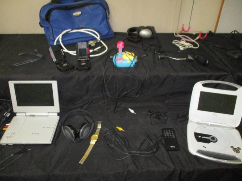 Various Electronics Including Spy gear Camera Walkies, And portable Dvd Players IHOME alarm clock