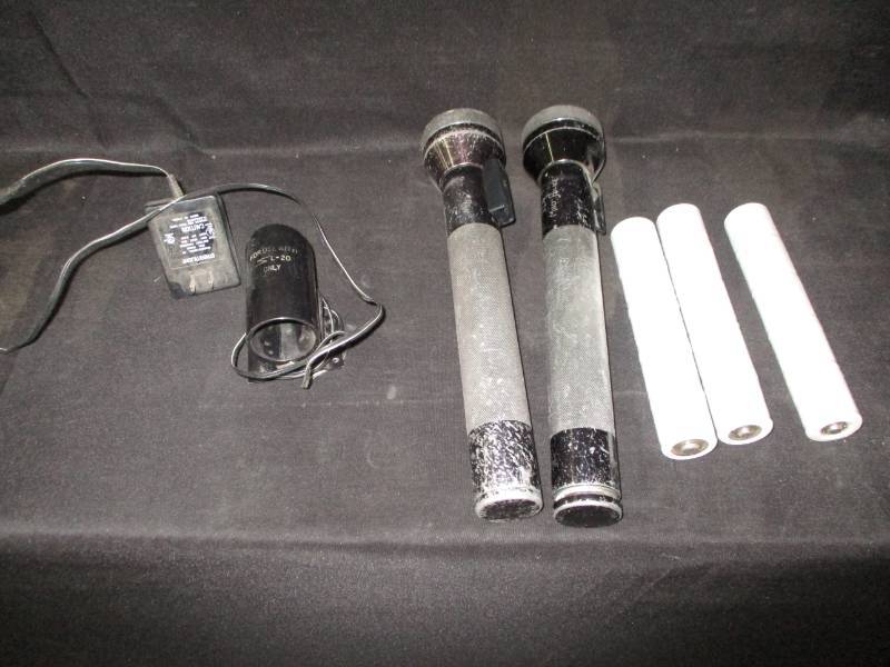 2 Rechargeable Security Flash lights also work with standard D cells