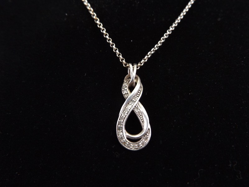 .925 Sterling Silver Diamond Infinity Pendant Necklace