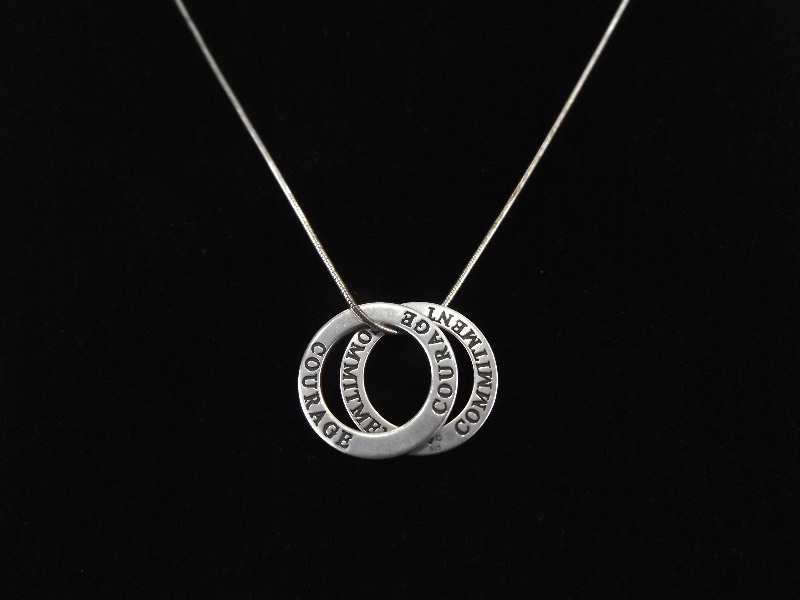 .925 Sterling Silver COURAGE COMMITMENT Pendant Necklace