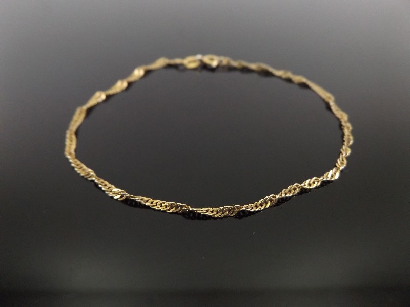 .925 Sterling Silver Gold Toned Twisted Snake Link Bracelet