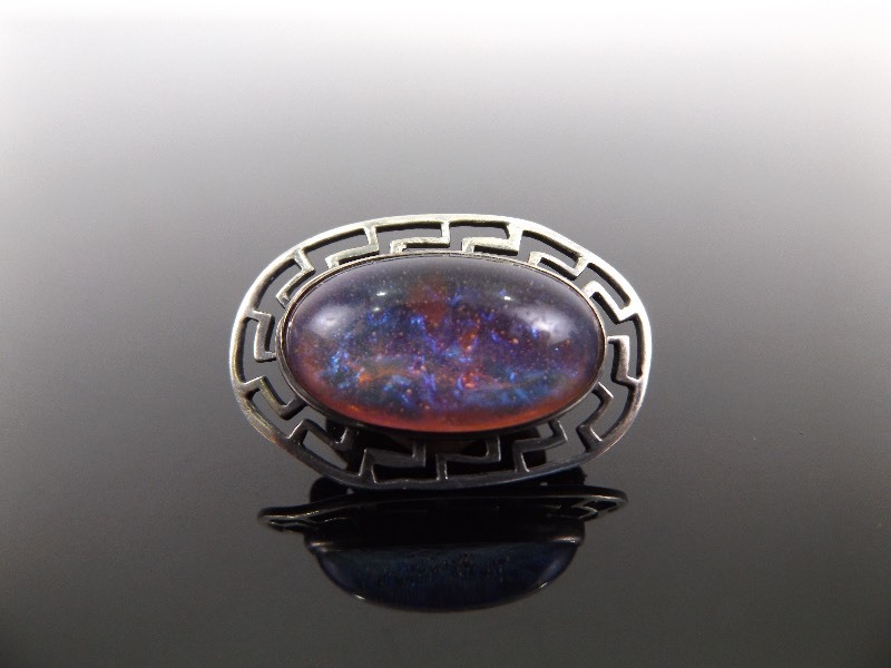 .925 Sterling Silver&nbspIridescent Cabochon Brooch Brooch