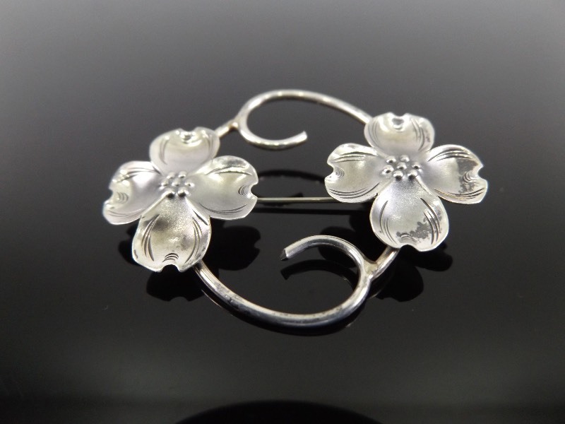 .925 Sterling Silver Poppy Flower Brooch