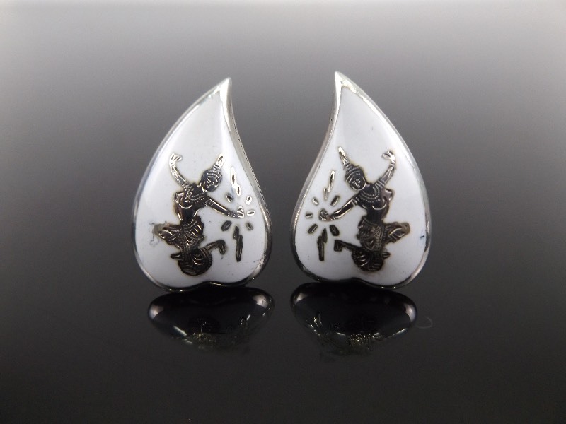 .925 Siam Sterling Silver Teardrop Clip-On Earrings