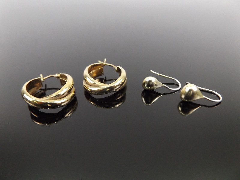 2 - .925 Sterling Silver Gold Tone Earrings