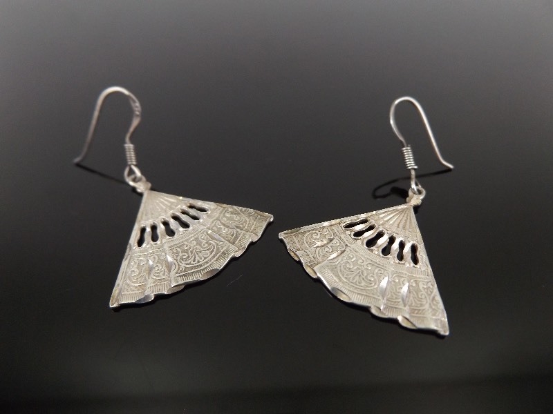 .925 Sterling Silver Fan Earrings