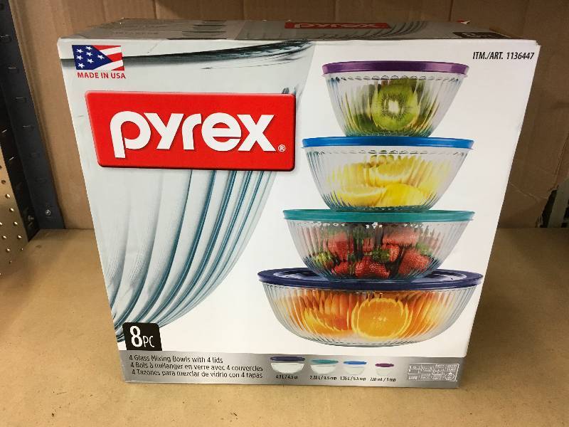 4PC Pyrex Bowl Set, Retail $9.99