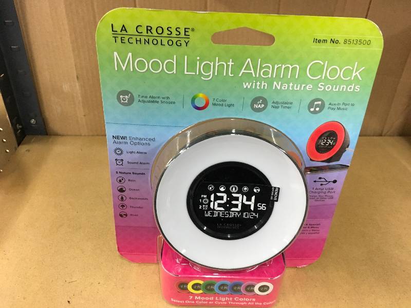 LA Crosse Technology Mood Light Alarm Clock, Retail $31.99