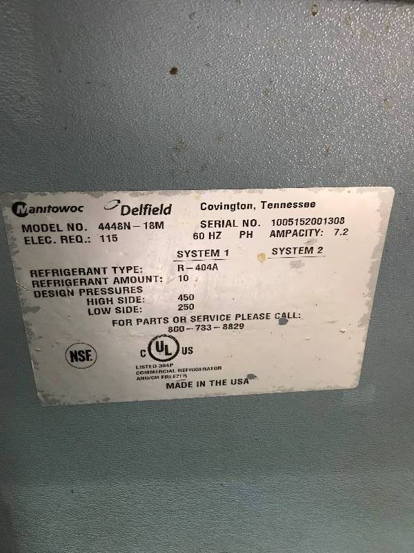 lot 30 image: Delfield 2 Door Stainless Steel Prep Cooler on Casters - Model # 4448N-18M - 115 Volts - 7.2 Amps - 48 x 31.5 x 36 - NSF ApprovedRuns Cools