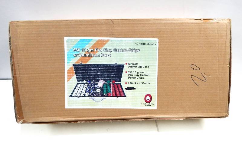 lot 11 image: New Trademark Poker 13 Gram - 650 Chip Count Aluminum Poker Case with Playing Cards