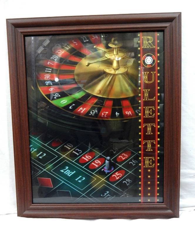 lot 21 image: New Roulette Framed Print - Brown Frame