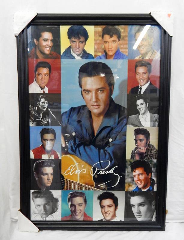 lot 18 image: New Elvis Presley Framed Print Featuring 17 Elvis Images
