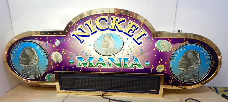 lot 1 image: Nickel Mania Slot Machine Bank Sign