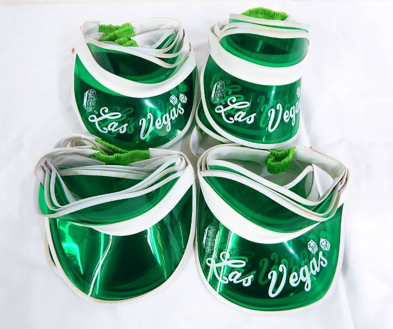 lot 76 image: Lot of 26 Las Vegas and Blank Clear Green Visors