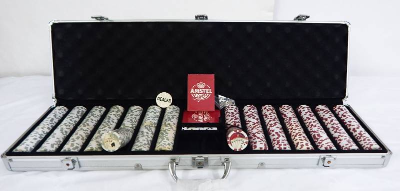 lot 85 image: 700 Chip Aluminum Poker Chip Case with Playing Cards and Dice