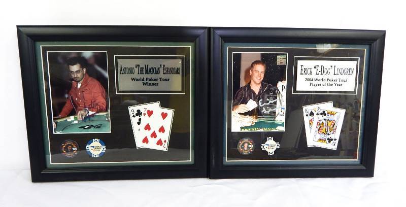 lot 94 image: Set of Antonio Esfandiari and Erick Lindgren Limited Edition Pro Poker Player Autographed Plaques