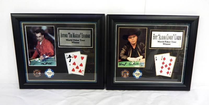 lot 97 image: Set of Antonio Esfandiari and Hoyt Corkins Limited Edition Pro Poker Player Autographed Plaques