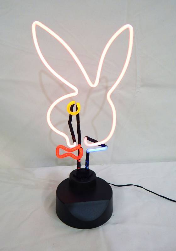 lot 101 image: New Playboy Bunny Logo Neon Table Sign