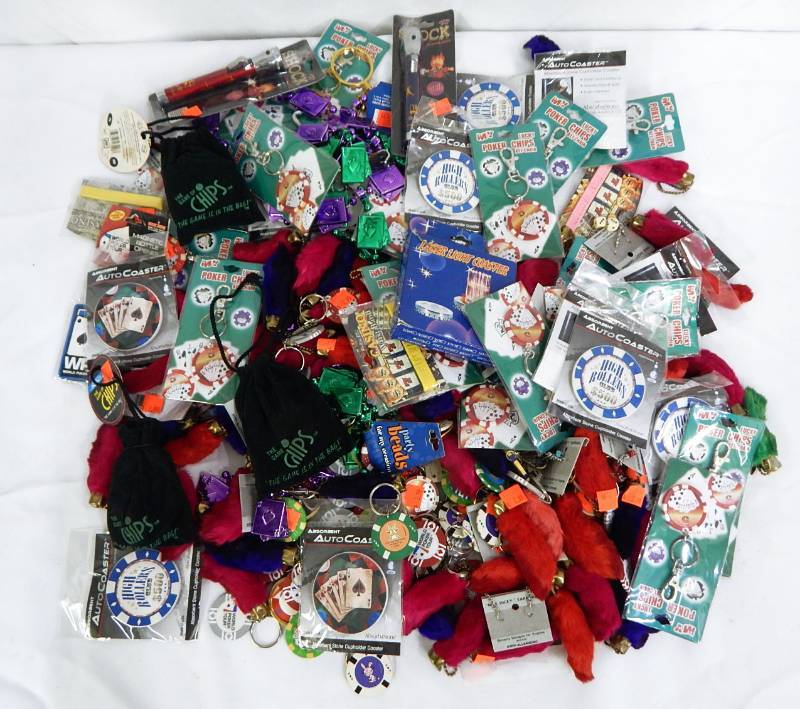 lot 134 image: Large Lot of Key Chains, Jewelry, Auto Coasters, Novelty Items and More