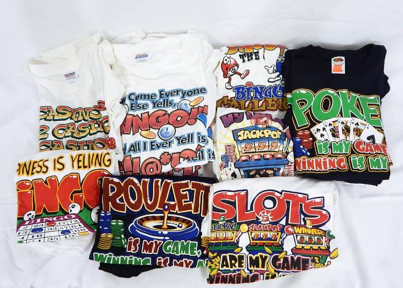 lot 168 image: Lot of 15 Mens Casino and Gambling Themed T-Shirts