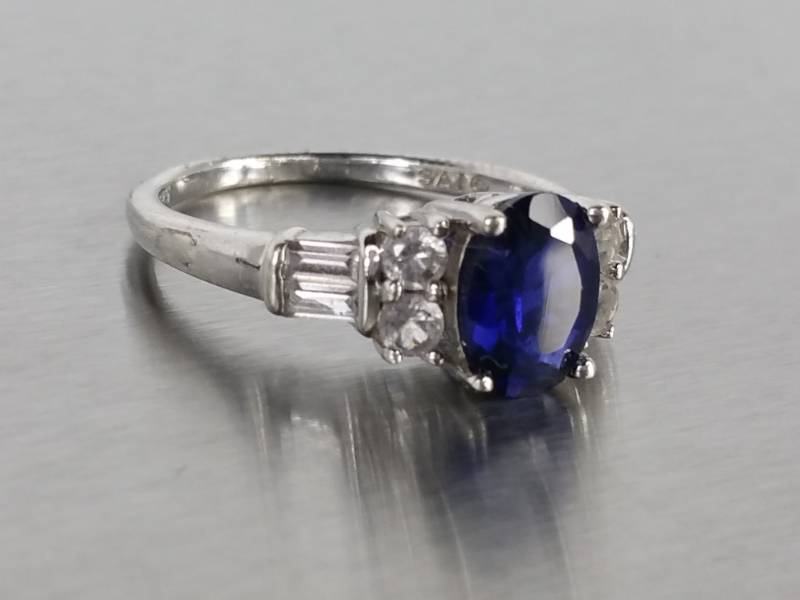 Ladies Sapphire Dinner Ring in Sterling Silver
